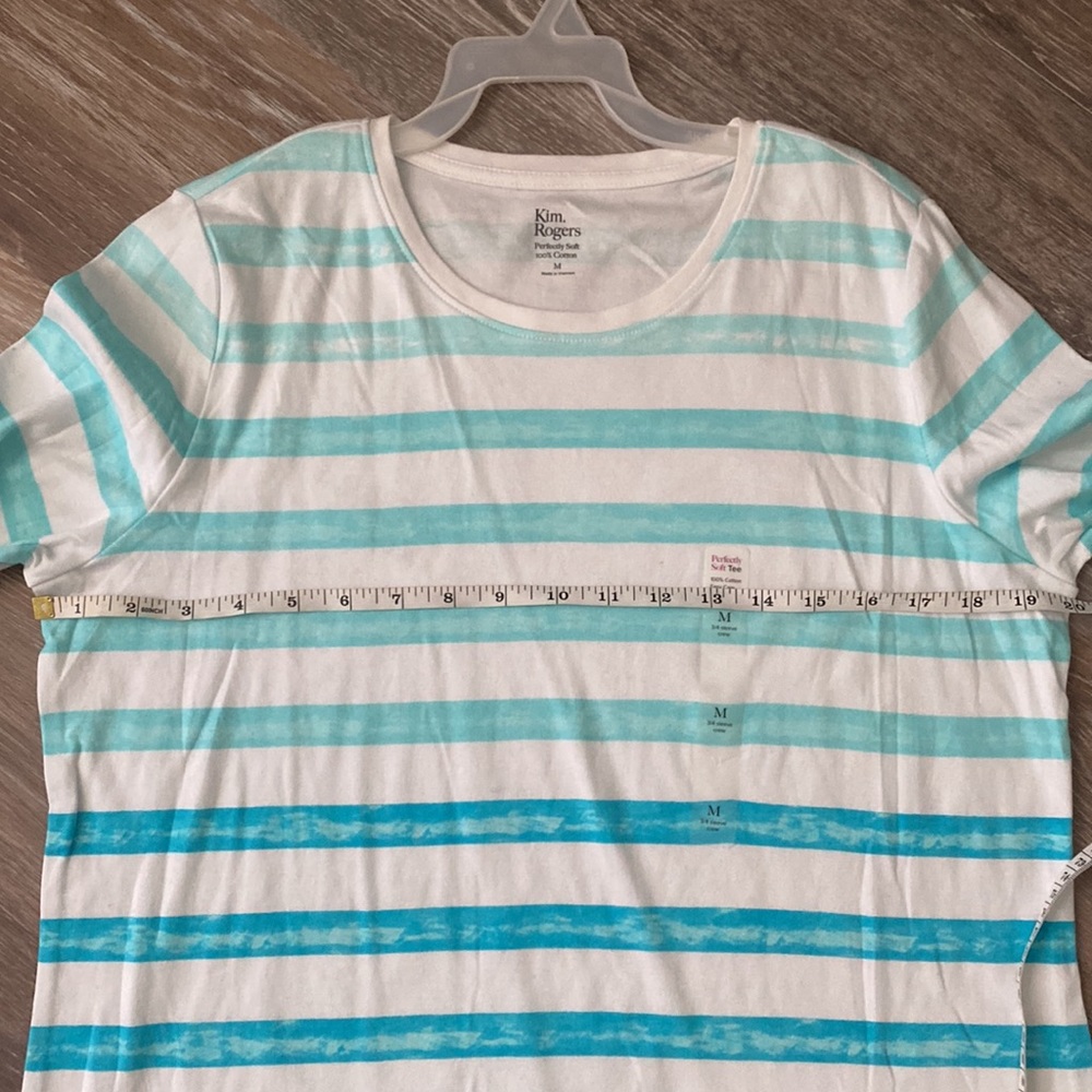 Blue and white striped perfectly soft 3/4 sleeve tee - Picture 7 of 8